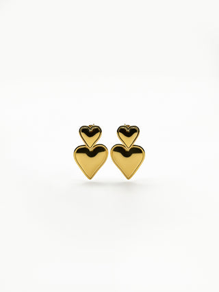 Delulu Gold Double Heart Earrings