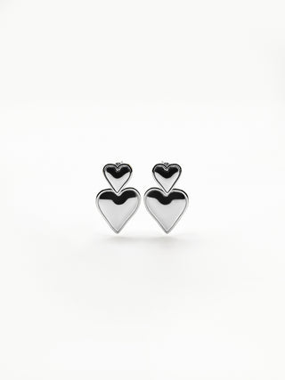 Delulu Silver Double Heart Earrings