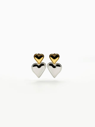 Delulu Two-Tone Double Heart Earrings