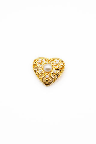 Heart & Pearls Vintage Brooch