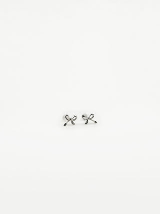 Girlie Girl Silver Bow Stud Earrings