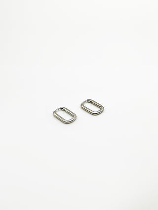 Matilda Silver Click Rectangle Hoop Earrings